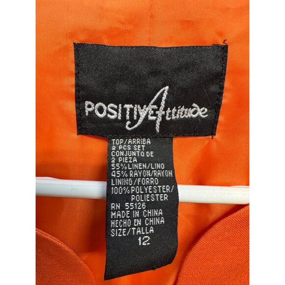 Orange Open-Front Cropped Blazer Size 12 Positive Attitude Womens Jacket - Picture 10 of 10